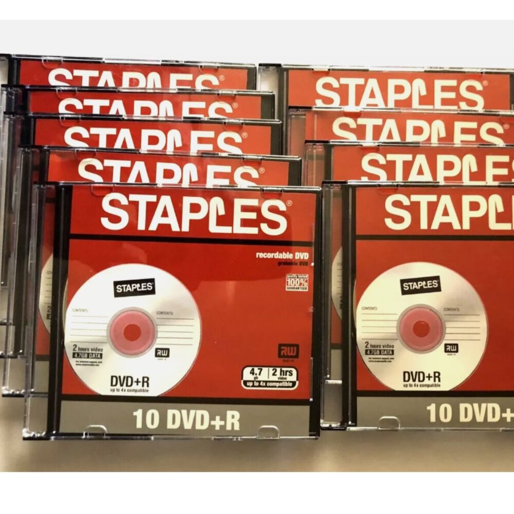 9 x Staples DVD-R 120 Min 4.7 GB Blank Unused Discs
